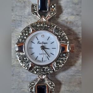 Vintage Women's Eastman Silver Tone Marcasite Watch Needs Battery